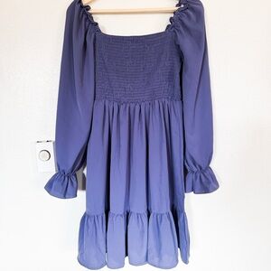 Periwinkle Dusty Blue Smocked Puff Sleeve Dress | Women’s Medium | EUC